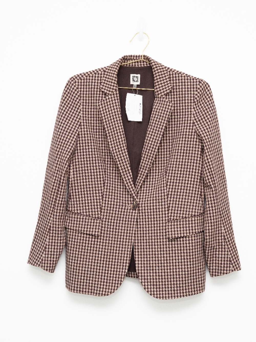 Anne Klein -  Brown Houndstooth Single-Button Blazer